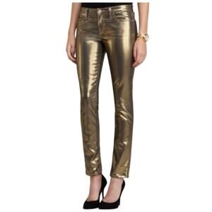 NWOT Kate Spade Women’s Metallic Straight Leg Denim Pants Silver Size 28